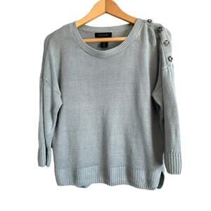 Tahari mint green linen pullover sweater 3/4 sleeves lightweight pastel Size L